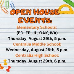 Elementary Open House dates and times